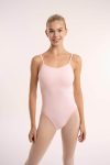 Класическо балетно трико Intermezzo BODYMERSTRAP Essential с тънки презрамки и право деколте в розово
