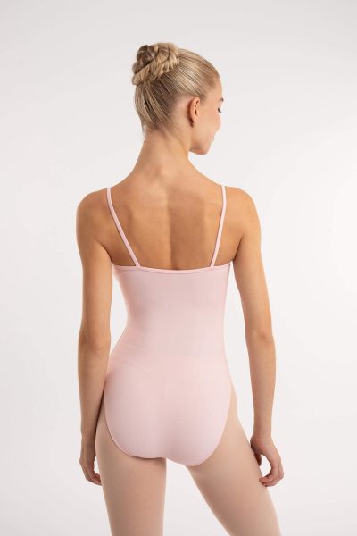 Класическо балетно трико Intermezzo BODYMERSTRAP Essential с тънки презрамки и право деколте в розово