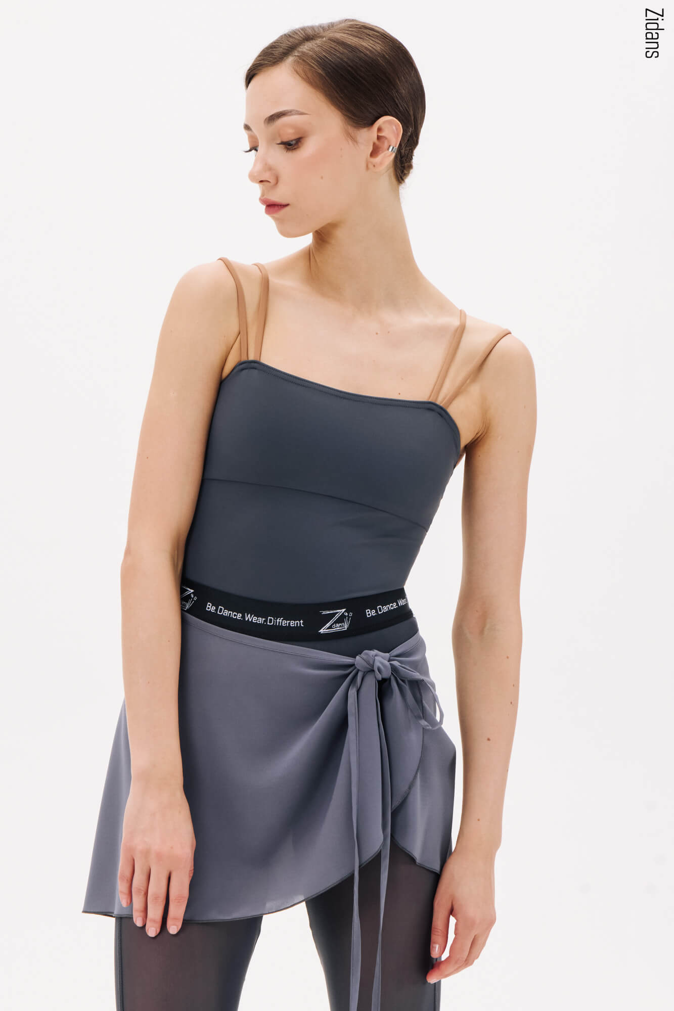 Zidans Lines Leotard Rock - Vertical Design Front Балетно трико Zidans Lines в цвят Rock с тънки презрамки и издължаващ силует