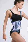 Zidans Strap Leotard Ink Strokes – Artistic Print Front