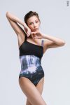 Zidans Strap Leotard Ink Strokes – Artistic Print Front