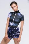 Zidans Raglan Zip T-leotard Ink Strokes – Front View with Collar