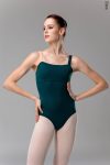 Балетно трико Zidans Strap в тъмнозелен цвят Bottle Green с контрастни презрамки