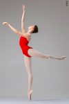 Zidans Strap Leotard Scarlet 2Beige – Front View