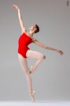 Zidans Strap Leotard Scarlet 2Beige – Front View