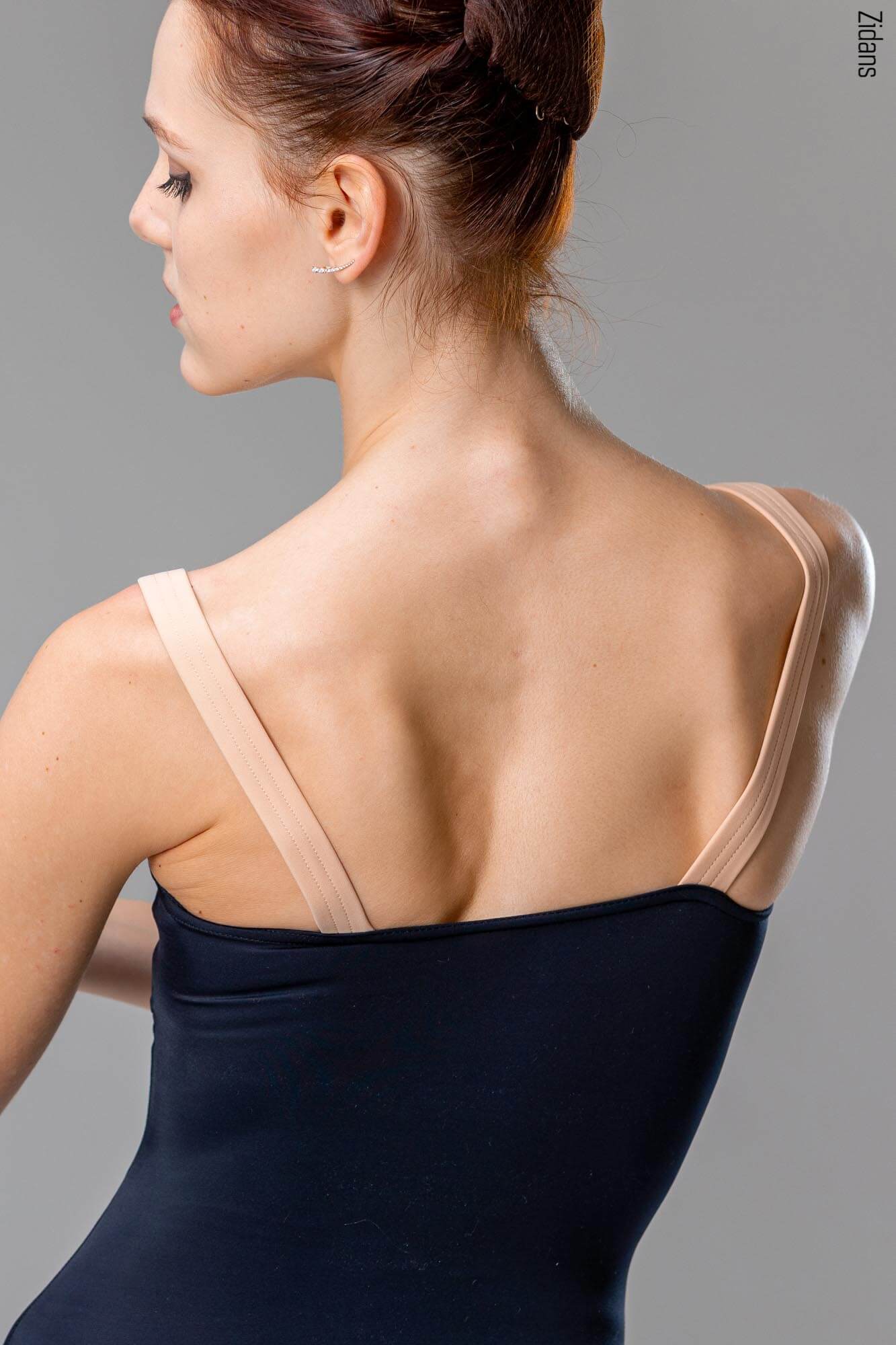 Zidans Strap Leotard Black & Beige Черно балетно трико Zidans с широки контрастни бежови презрамки