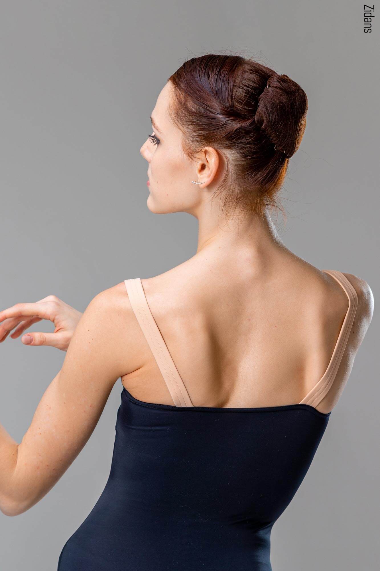 Zidans Strap Leotard Black & Beige Черно балетно трико Zidans с широки контрастни бежови презрамки