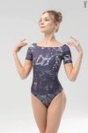 Балетно трико Zidans T-leotard с къс ръкав и авторски принт Steel Spray