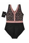 Harmony Girls Black Leotard Front Pink Velvet