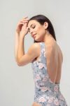 Mara Dancewear Diana Gray Rose Floral Ballet Leotard Front View