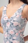 Сиво балетно трико на рози с широки презрамки Mara Dancewear Diana Gray Rose, изглед отпред на чист фон.