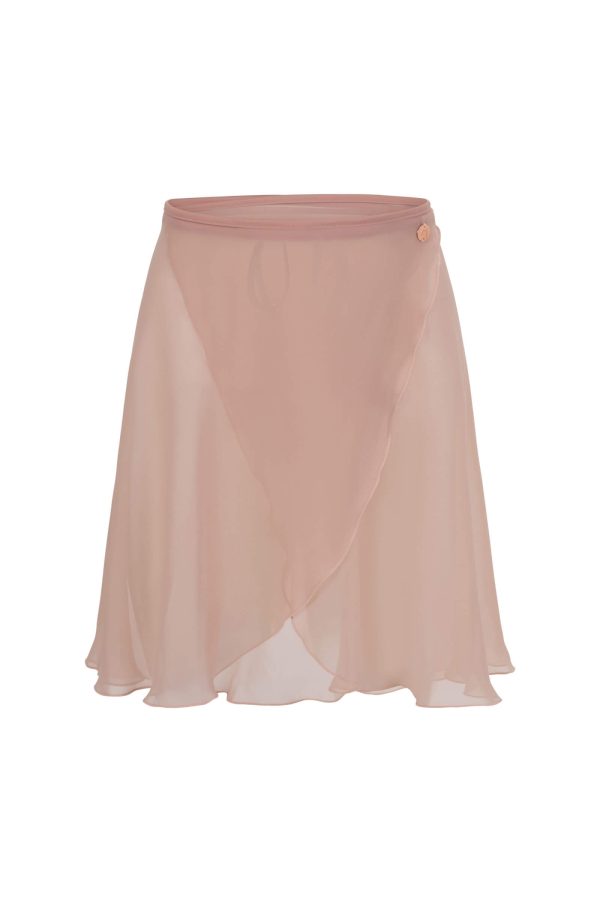 Коралова шифонена балетна пола тип „прегърни ме“ Mara Dancewear Coral, изглед отпред върху чист светъл фон.