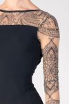 Printed Mesh Long Sleeve Ballet Leotard – Front View