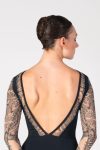 Printed Mesh Long Sleeve Ballet Leotard – Front View