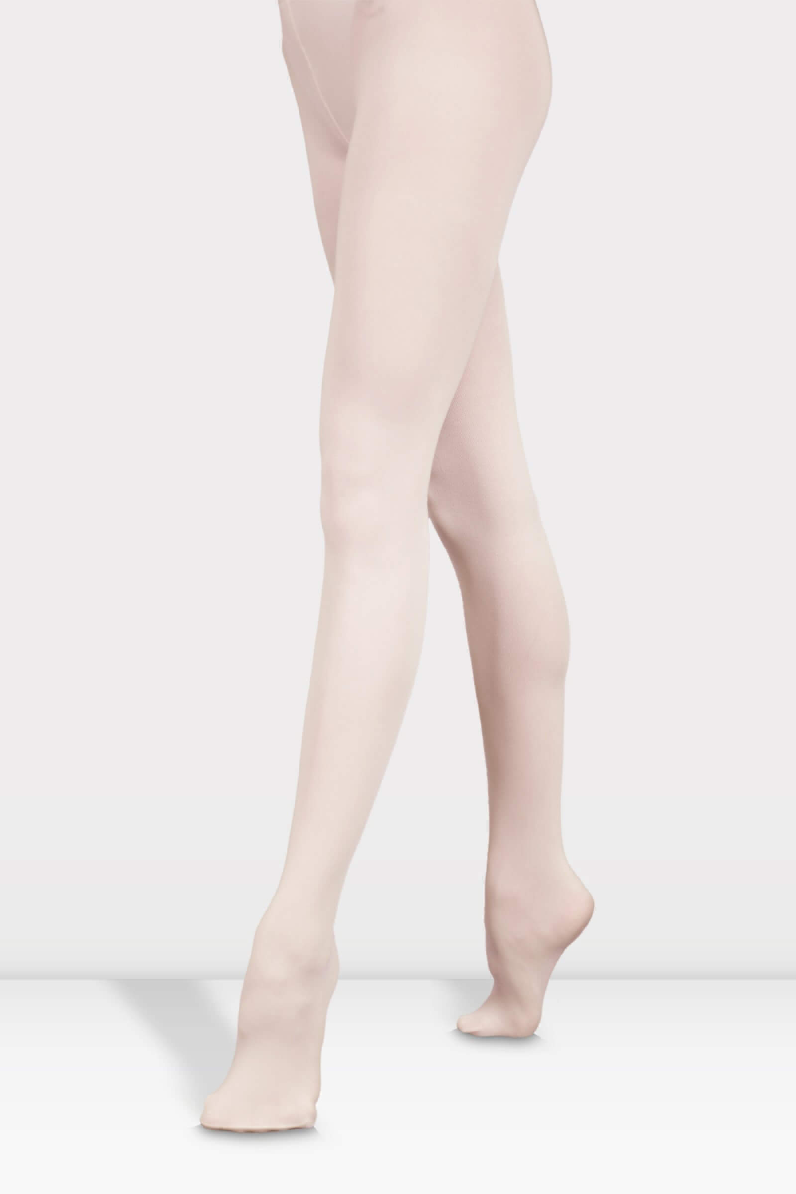 Harmony Pink Footed Ballet Tights Front View Класически професионален розов балетен чорапогащник с цяло стъпало Harmony 60 Denier на чист фон.