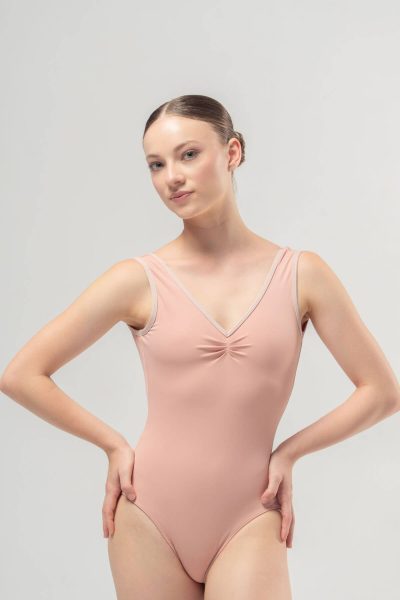 Коралово балетно трико с V-образно деколте Brisa Coral Leotard от Mara Dancewear