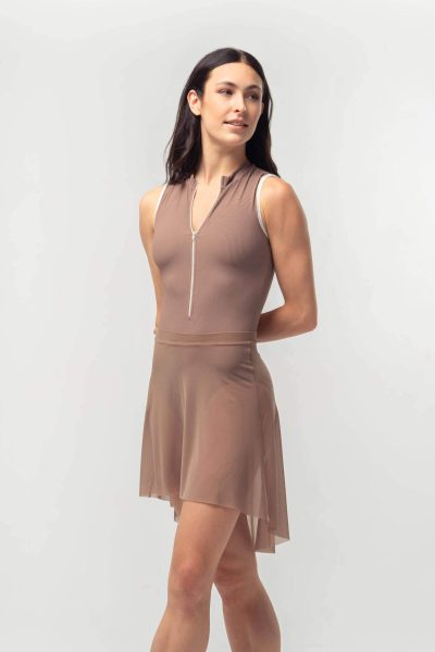 Светлокафява къса балетна пола от тюл Light Brown Short Mesh Skirt от Mara Dancewear