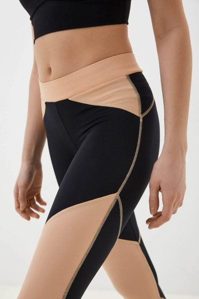 Дамски балетен клин Zidans Colour Block Leggings Black Beige отпред