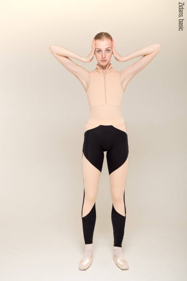 Дамски балетен клин Zidans Colour Block Leggings Black Beige отпред