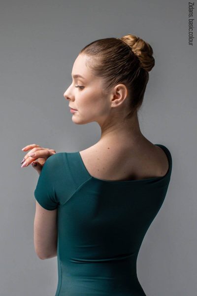 Заден изглед на балетно трико с къс ръкав Zidans T-Leotard Bottle Green