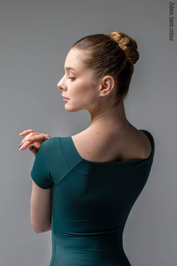 Заден изглед на балетно трико с къс ръкав Zidans T-Leotard Bottle Green