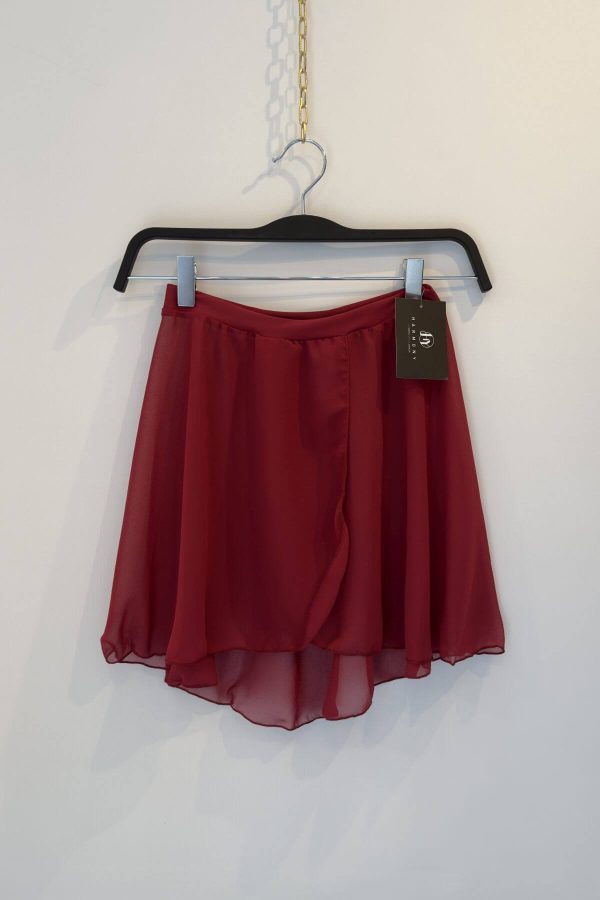 Балетна пола бордо с еластичен колан Harmony 3928 Wrapover Mid-thigh отпред