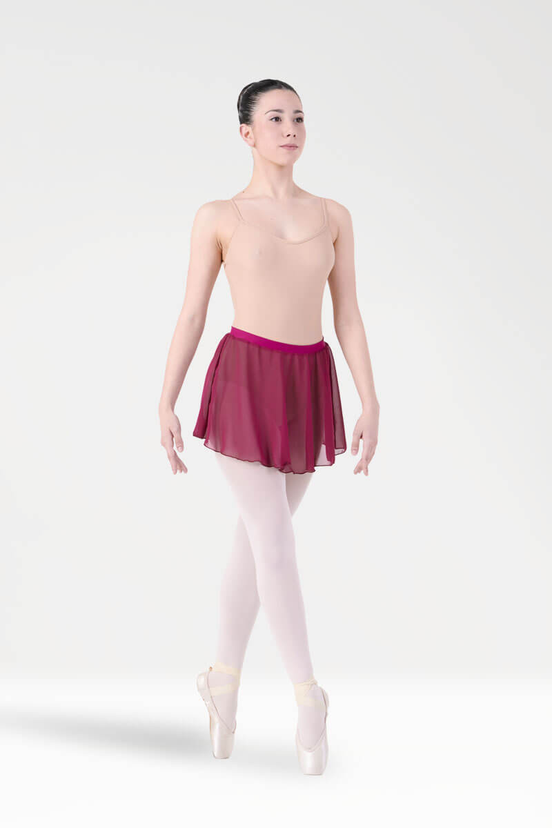 harmony-490-pola-za-balet-plum-chervena-05 Къса тъмночервена балетна пола с еластичен колан Harmony 490 Plum отпред