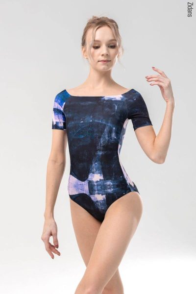 Дамско балетно трико с мастилен принт Zidans T-Leotard Ink Strokes отпред